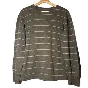 Mens Eddie Bauer Striped Gray White Thermal Shirt Size S